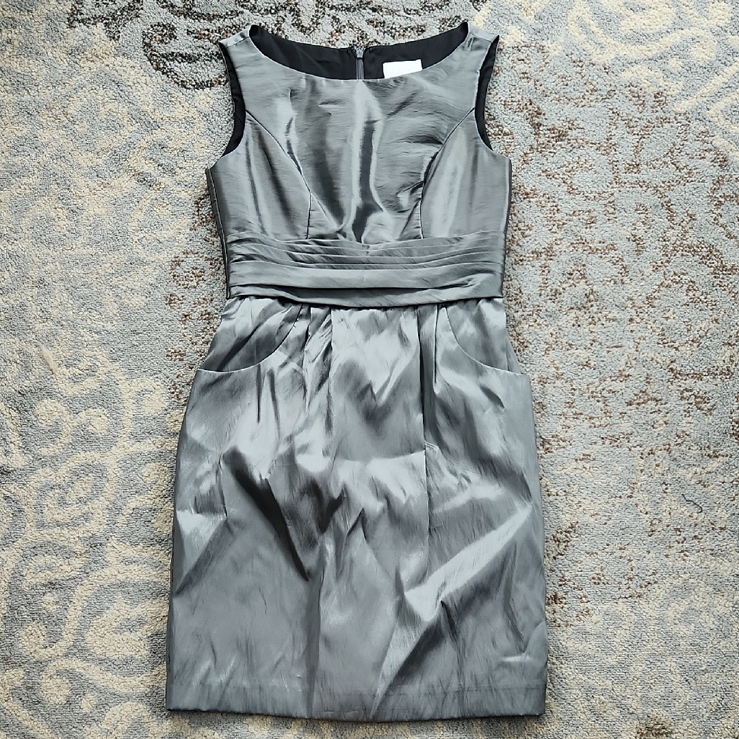 Wtoo Elegant Sleeveless Metallic Mini Dress Silver Gray 8